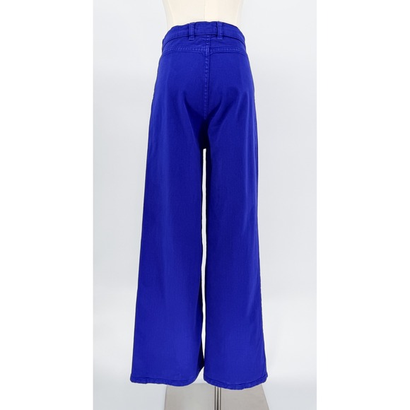 LAPOINTE Cobalt Blue High-Waist Stretch Cotton Twill Wide Leg Jeans - Size 0 - Picture 5 of 9